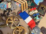 a suitcase full of assorted items on a table