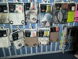 many pairs of socks hanging on the wall