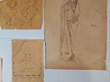 several drawings of a woman and a man are on a piece of paper