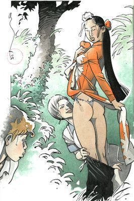 une image représentant un dessin humoristique d'une femme en robe rouge et d'un homme en chemise blanche