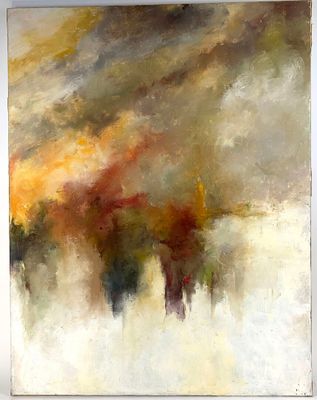 un tableau représentant un groupe de personnes marchant dans un champ