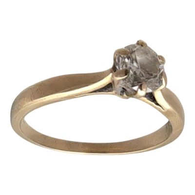 BAGUE solitaire monture or jaune et petit diamant environ 0.10 carat p - Photo 1