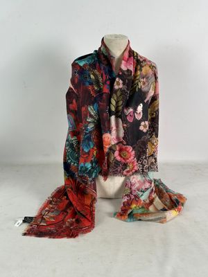 an image of a scarf with a floral pattern on it