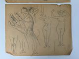two drawings of a woman and a man standing next to each other on a piece of paper