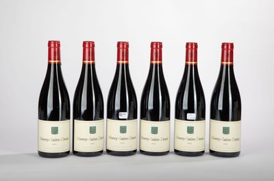 six bouteilles de vin rouge alignées sur un fond blanc