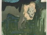 tableau représentant un chien et un chat sur fond vert