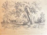 a picture of a drawing of a horse drawn by a man