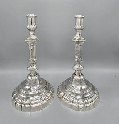 pair of antique silver candlesticks