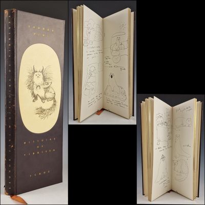 an open book with a drawing of a cat on it and a drawing of a cat on the cover