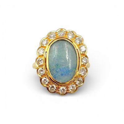 Bague Pompadour en or jaune (750) centrée d'une opale dans u… - Photo 1
