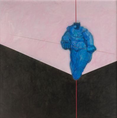 une image représentant un cerf-volant bleu sur un fond rose et noir
