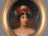 portrait d'une femme portant un turban rouge