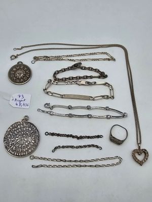plusieurs types de colliers et de bracelets posés sur un fond blanc