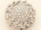 a close up of a diamond broochle on a white background