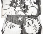 un dessin en noir et blanc d'un homme et d'une femme
