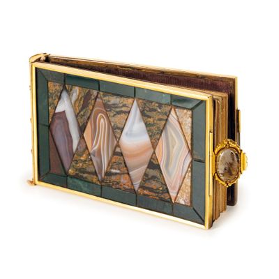 CARNET DE NOTES EN MARBRE ET PIERRES SEMI-PRÉCIEUSES MONTÉ E… - Photo 1