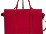 a red handbag on a white background