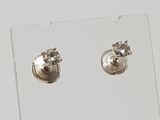paire de boucles d'oreilles plaquées argent sur un support en acrylique transparent