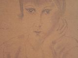 drawing of a young girl with a head scarf