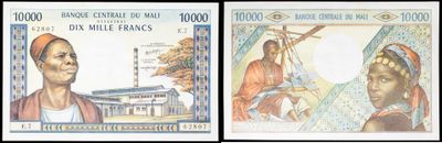three different pictures of a woman and a man on a bank note