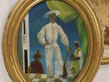 a painting of a man in a sailor ' s uniform on a mantle