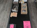 a black table with a lot of items on it