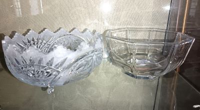 Ensemble cpt : Coupe octogonale en cristal de Sèvres et coup…