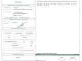 a green and white document with a barcode on it