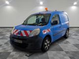 a blue van with a red and white stripe on it