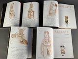 several pages of a book with drawings of people and animals