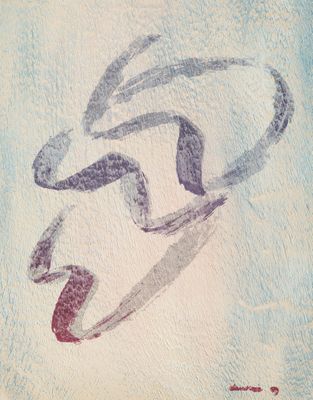 tableau représentant le visage d'un homme coiffé d'un chapeau et tenant une cigarette à la bouche