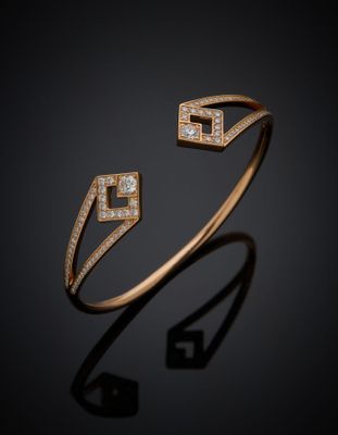 KORLOFF/ECLAT BRACELET JONC "Toi & Moi" en or rose (750 ‰) e…