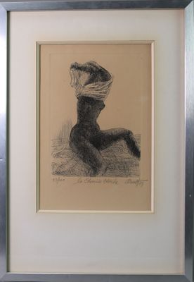 tableau représentant une femme coiffée d'un chapeau, dans un cadre