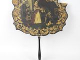 an image of a fan with a painting on it on a white background