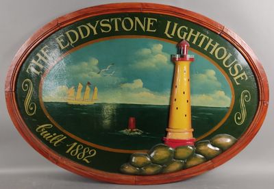 un panneau sur lequel figure un phare et où l'on peut lire « le phare de Baystone »