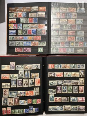 several different types of stamps are displayed in a display case