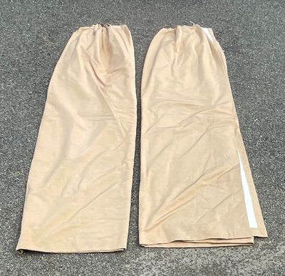 Paire de double rideaux tissus beige