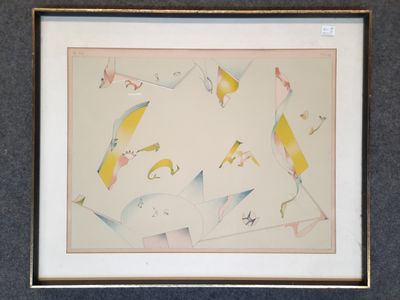 framed picture of a painting of birds flying in a circle