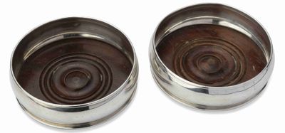 Paire DE Dessous DE Bouteille A Vin EN Bois ET Metal Argente…