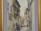 an image of a painting of a street scene with buildings