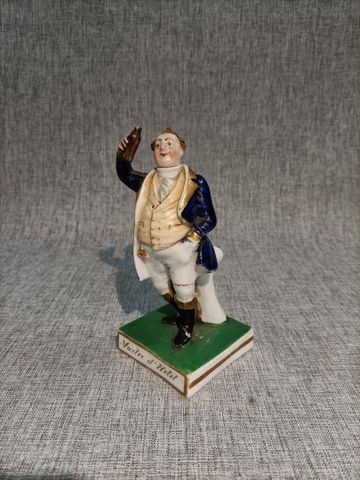 Encrier en porcelaine polychrome « Maître d’hôtel », le bouchon a