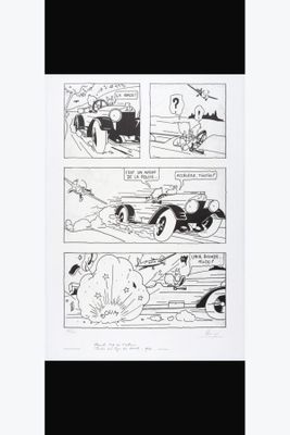 une bande dessinée en noir et blanc représentant un homme sur une planche de surf