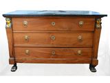 an image of a wooden chest of drawers with marble top
