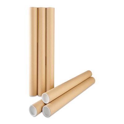 a set of three brown cardboard tubes on a white background