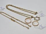 a group of gold jewellery including rings, bracelets and rings