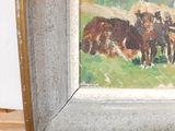 a painting of a group of cows in a field