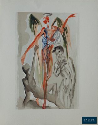 une image représentant un tableau où l'on voit une femme avec un ange sur le dos