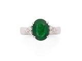 bague ovale en émeraude et diamant