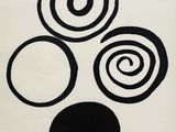 an image of a black and white painting with circles on it