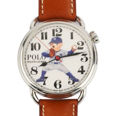 an image of a close up of a wrist watch with a baseball player on it
